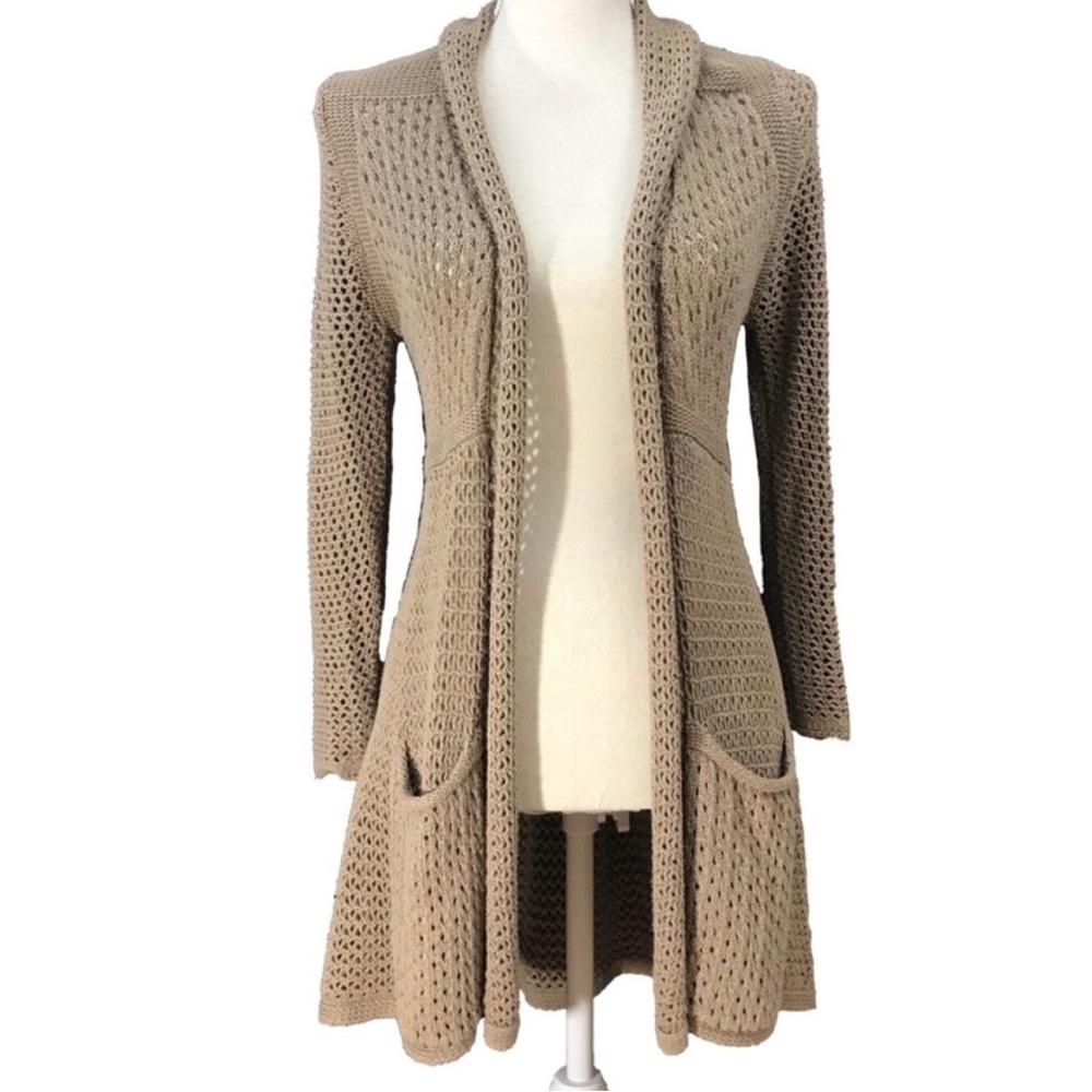 Anthro Angel of the North Brown Knit OpenFront Cardigan
